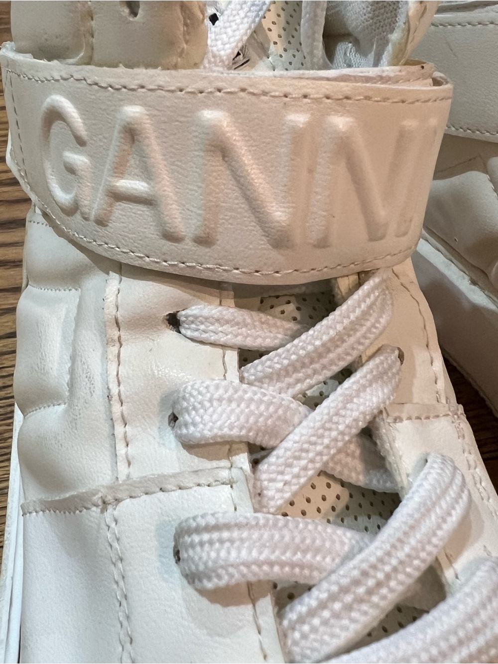 GANNI Women’s Sporty Mix High-Top Sneakers Sz 40 White/Egret Vegan Streetwear - Picture 10 of 16